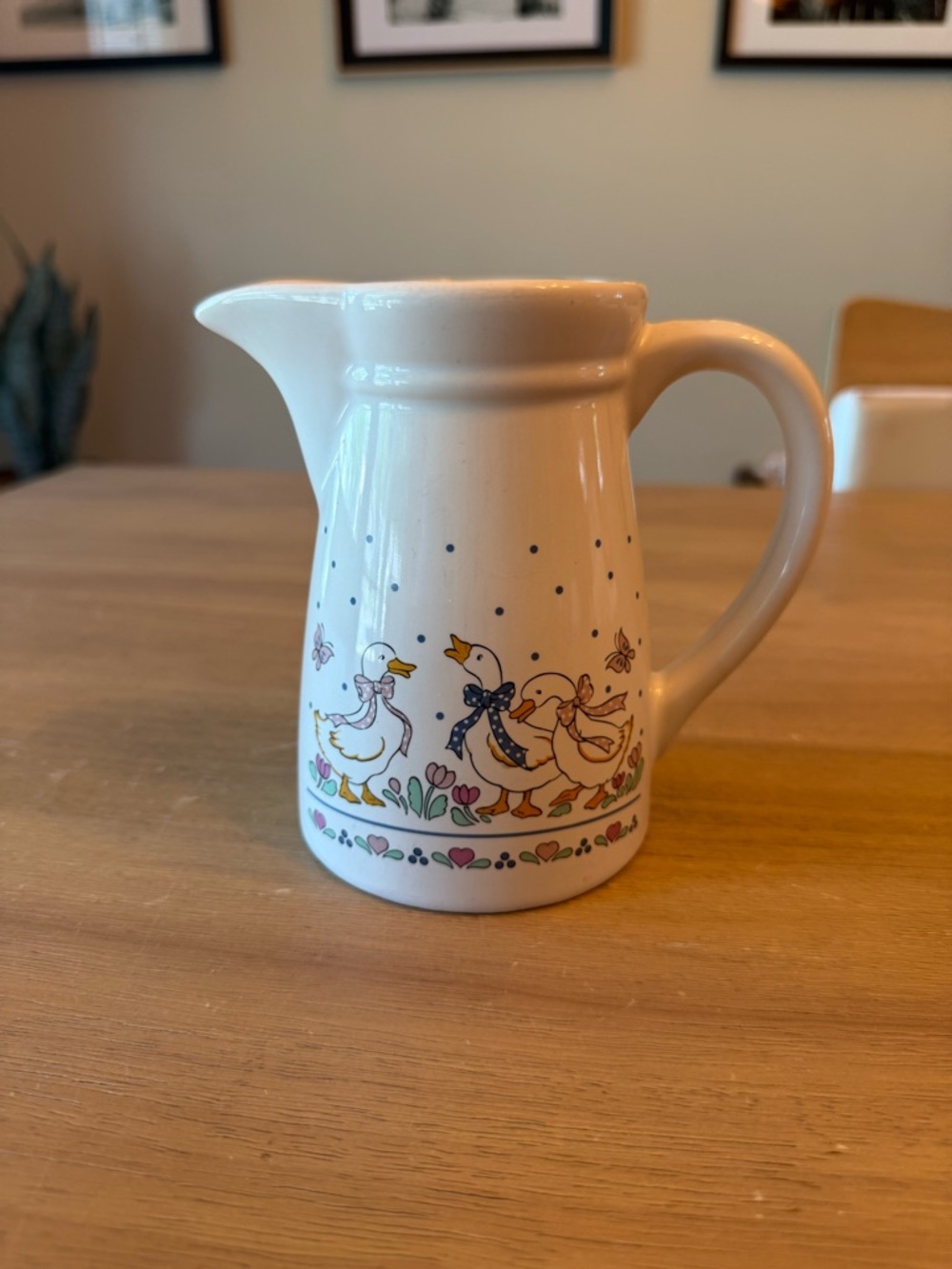 Vintage cottage core ceramic goose pitcher